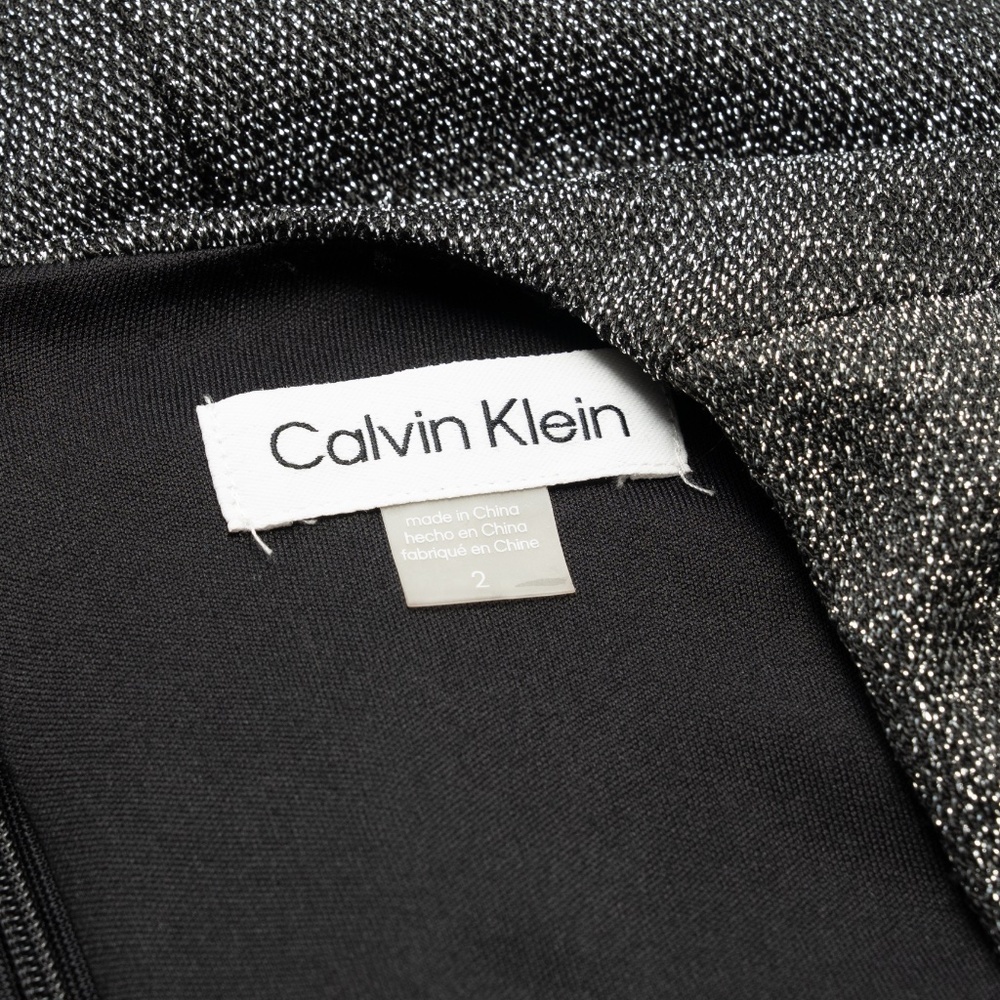Calvin Klein - Metallic Faux-Wrap Cocktail Dress - Picture 4 of 11